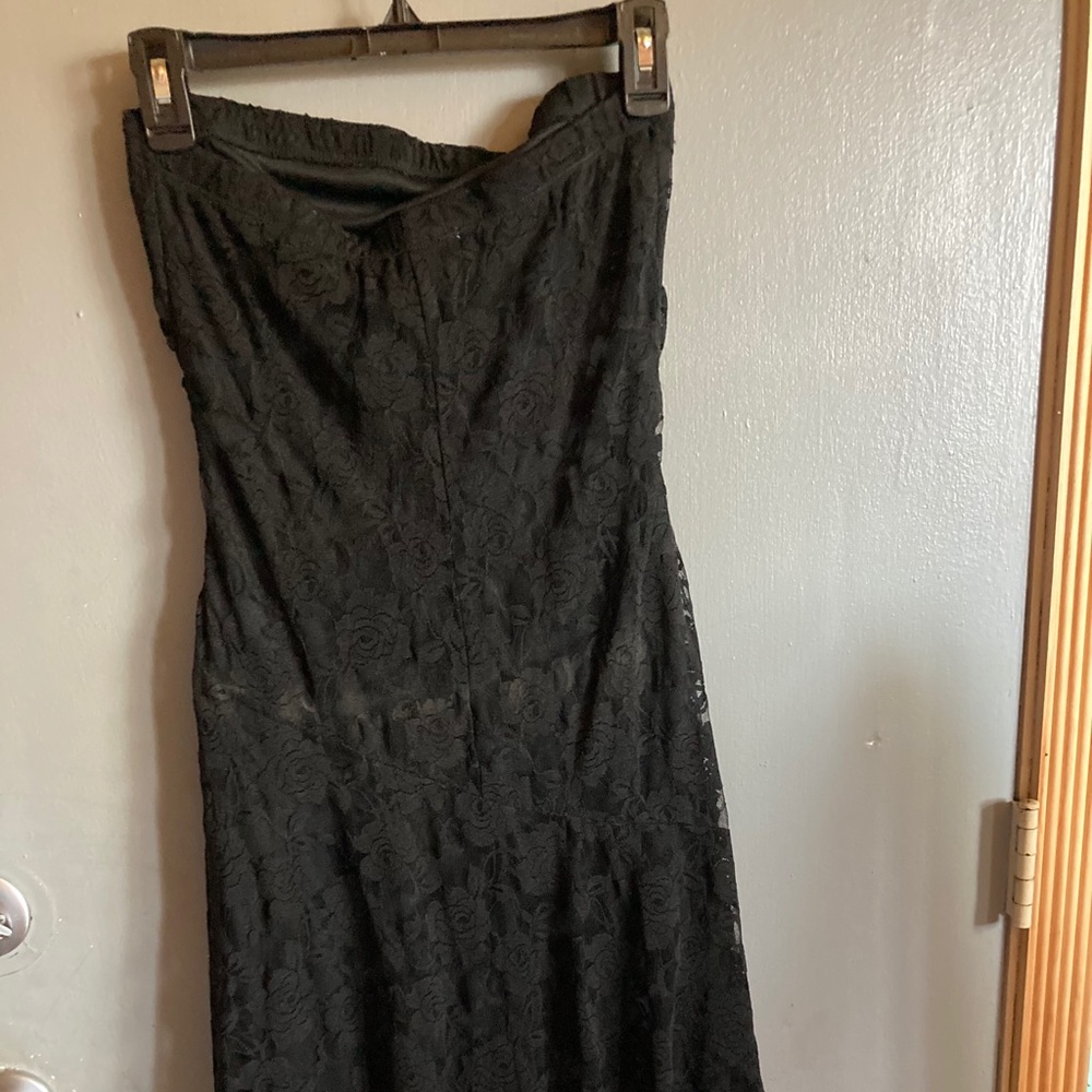 Strapless Black Lace Dress